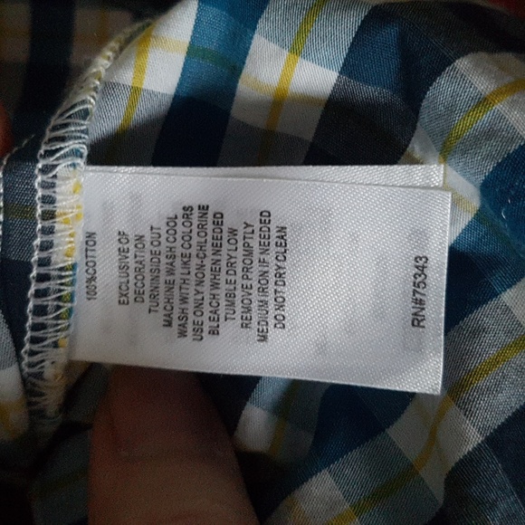 Tommy Bahama Cotton Blue White Yellow Check Button Down Shirt Boys Sz 18 Months - Picture 10 of 16